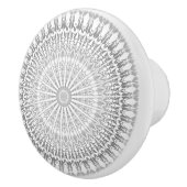 Gray White Mandala Modern Keramische Knop (Rechts)