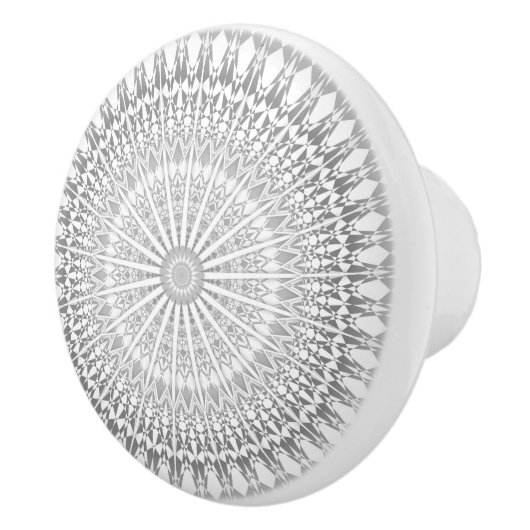 Gray White Mandala Modern Keramische Knop (Rechts)