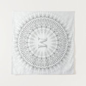 Gray White Mandala Monogram Wandkleed (Voorkant (horizontaal))