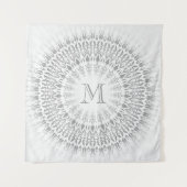 Gray White Mandala Monogram Wandkleed (Voorkant)