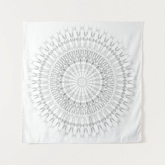 Gray White Mandala Wall Tapestry Wandkleed (Voorkant (horizontaal))