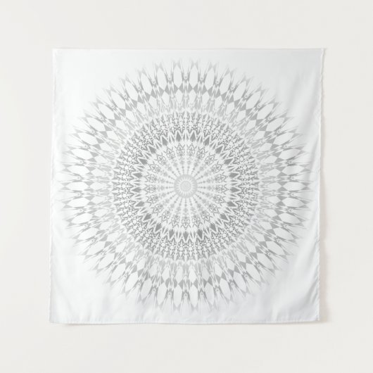 Gray White Mandala Wall Tapestry Wandkleed (Voorkant)