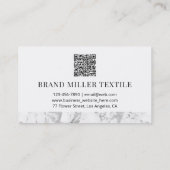 Gray White Marble QR Code Monogram Visitekaartje (Achterkant)