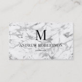 Gray White Marble QR Code Monogram Visitekaartje (Voorkant)