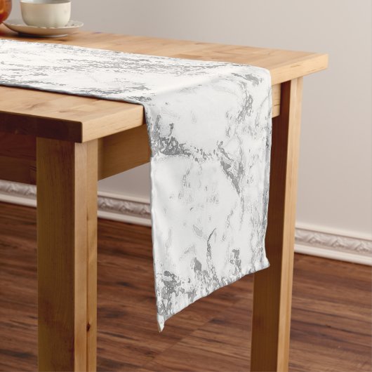 Gray White Marble Stone Pattern Table Runner Korte Tafelloper (Voorbeeld)