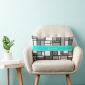 Gray White Mondrian Geïnspireerd Aqua Name Monogra Kussen (Stoel)