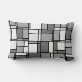 Gray White Mondrian Geïnspireerd Aqua Name Monogra Kussen (Achterkant)