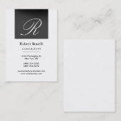Gray White Monogram Consultant Visitekaartje (Voorkant / Achterkant)