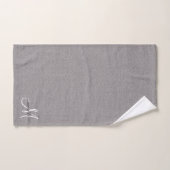 Gray White Monogram Faux Linen Gray Bad Handdoek (Handdoek)