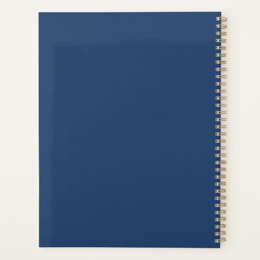 Gray White Monogram Navy Blue Planner (Achterkant)