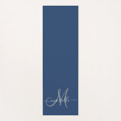 Gray White Monogram Navy Blue Yoga Mat (Voorkant)