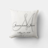 Gray White Monogram Weddenschap Kussen (Voorkant)