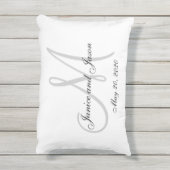 Gray White Monogram Weddenschap Pillow Buitenkussen (Achterkant (verticaal))