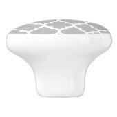 Gray White Moroccan #5 Blauwgroen Name Monogram Keramische Knop (Zijkant)