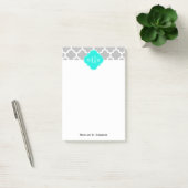 Gray White Moroccan #5 Brt Aqua 3 Initiaal monogra Post-it® Notes (Kantoor)