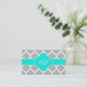 Gray White Moroccan #5 Brt Aqua 3 Initiaal monogra Visitekaartje (Staand voorkant)