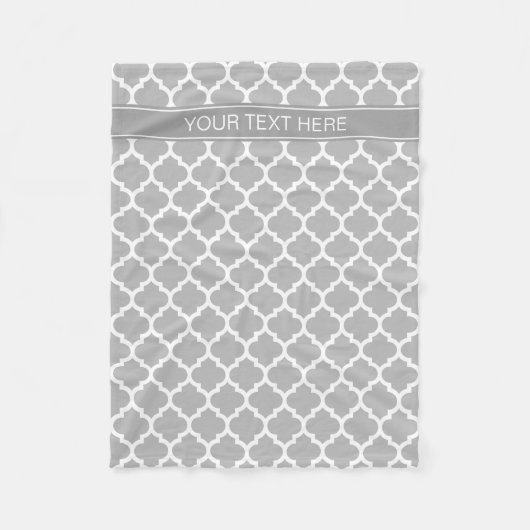 Gray White Moroccan #5 Dark Grey Name Monogram Fleece Deken (Voorkant)