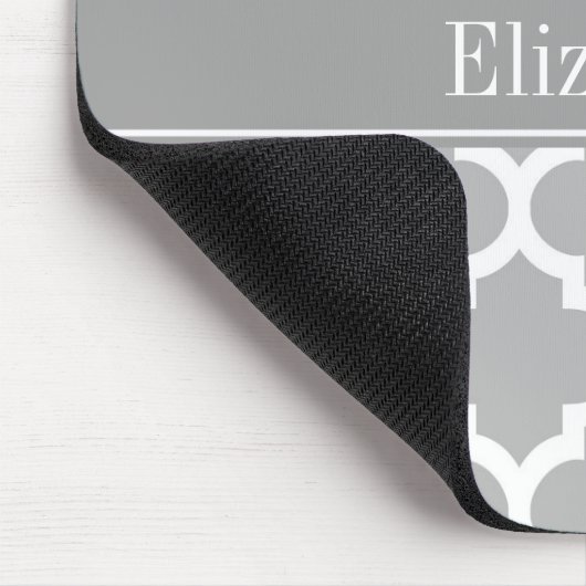 Gray White Moroccan #5 Dark Grey Name Monogram Muismat (Hoek)