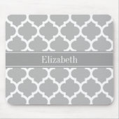 Gray White Moroccan #5 Dark Grey Name Monogram Muismat (Voorkant)