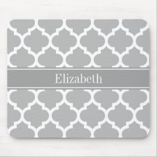 Gray White Moroccan #5 Dark Grey Name Monogram Muismat