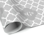 Gray White Moroccan #5 Grey 3 Initiaal Monogram Cadeaupapier (Rol Hoek)