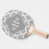 Gray White Moroccan #5 Grey 3 Initiaal Monogram Tafeltennisbatje (Zijkant)