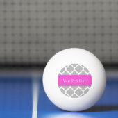 Gray White Moroccan #5 Hot Pink Name Monogram Pingpongbal (Net)