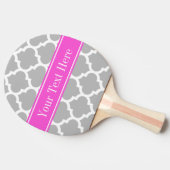 Gray White Moroccan #5 Hot Pink Name Monogram Tafeltennisbatje (Zijkant)