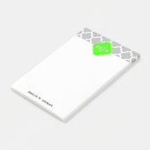 Gray White Moroccan #5 Limoen Grn 3 Initiaal monog Post-it® Notes (Schuin)