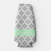 Gray White Moroccan #5 Mint Name Monogram Flesjeskoeler (Voorkant)