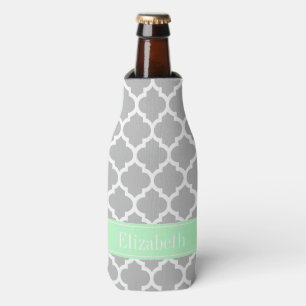 Gray White Moroccan #5 Mint Name Monogram Flesjeskoeler