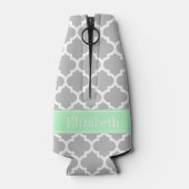 Gray White Moroccan #5 Mint Name Monogram Flesjeskoeler (Achterkant)
