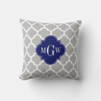 Gray White Moroccan #5 Navy 3 Initiaal Monogram