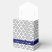 Gray White Moroccan #5 Navy Blue Name Monogram Bedankdoosjes (Geopend)