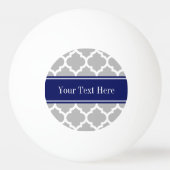 Gray White Moroccan #5 Navy Blue Name Monogram Pingpongbal (Achterkant)