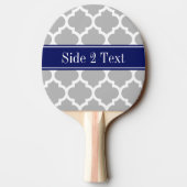 Gray White Moroccan #5 Navy Blue Name Monogram Tafeltennisbatje (Achterkant)