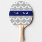 Gray White Moroccan #5 Navy Blue Name Monogram Tafeltennisbatje (Voorkant)