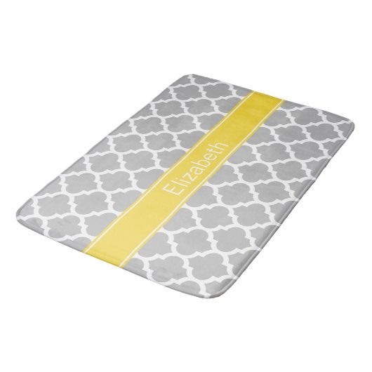 Gray White Moroccan #5 Pineapple Name Monogram Badmat (Gekanteld)