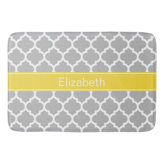 Gray White Moroccan #5 Pineapple Name Monogram Badmat (Voorkant)