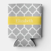 Gray White Moroccan #5 Pineapple Name Monogram Blikjeskoeler (Voorkant)