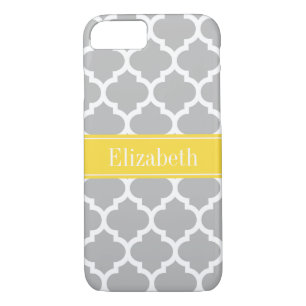 Gray White Moroccan #5 Pineapple Name Monogram Case-Mate iPhone Case