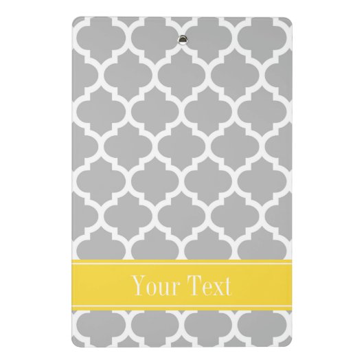 Gray White Moroccan #5 Pineapple Name Monogram Mini Klembord (Achterkant)