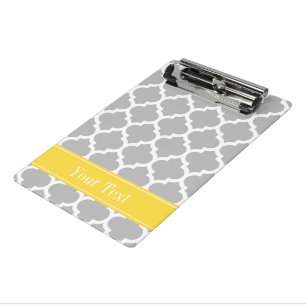 Gray White Moroccan #5 Pineapple Name Monogram Mini Klembord
