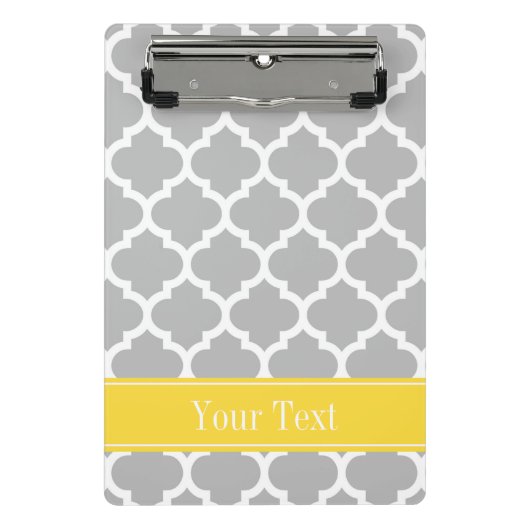 Gray White Moroccan #5 Pineapple Name Monogram Mini Klembord (Voorkant)