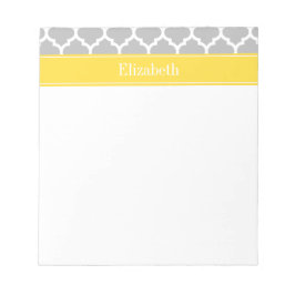 Gray White Moroccan #5 Pineapple Name Monogram Notitieblok