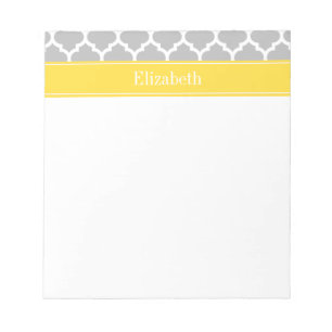 Gray White Moroccan #5 Pineapple Name Monogram Notitieblok