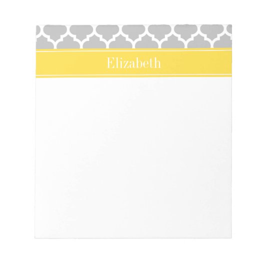 Gray White Moroccan #5 Pineapple Name Monogram Notitieblok (Voorkant)