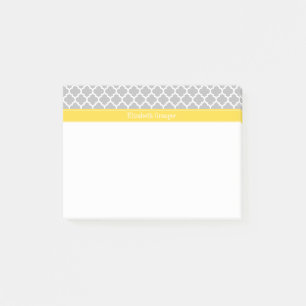 Gray White Moroccan #5 Pineapple Name Monogram Post-it® Notes