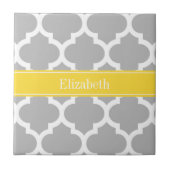 Gray White Moroccan #5 Pineapple Name Monogram Tegeltje (Voorkant)