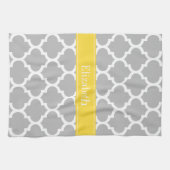 Gray White Moroccan #5 Pineapple Name Monogram Theedoek (Horizontaal)